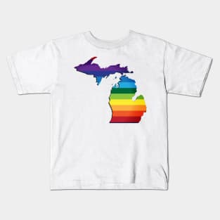 Michigan LGBT Rainbow Flag Gay Pride Kids T-Shirt